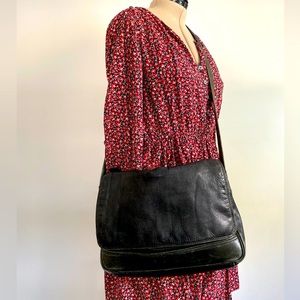 Leather messenger bag.